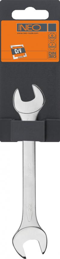Double open wrench 6x7mm, CrV, DIN3110